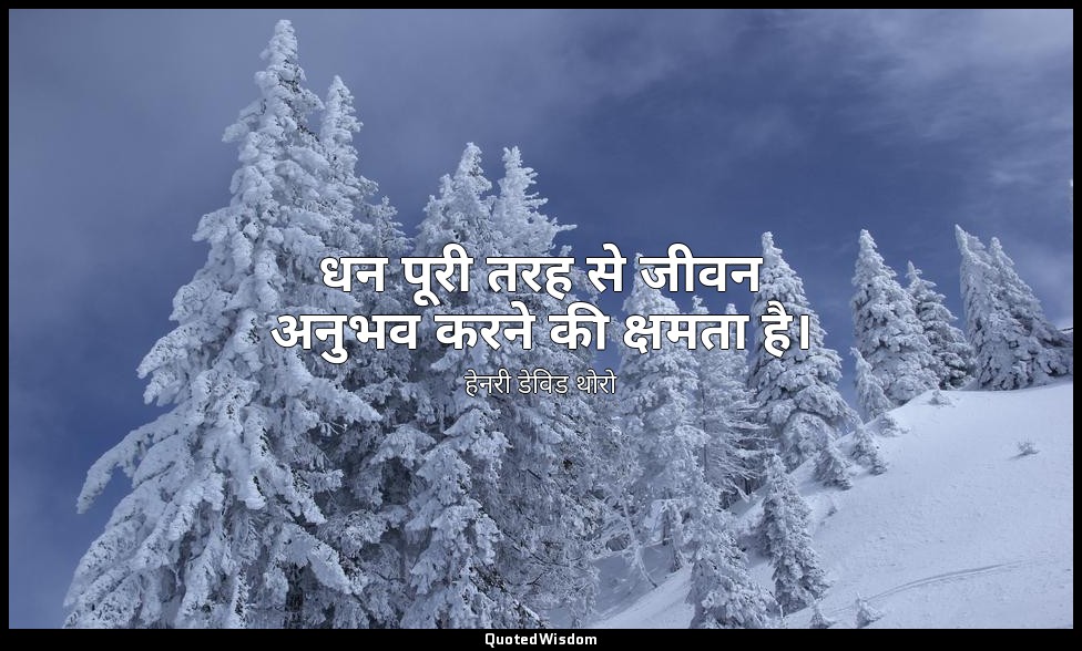 धन पूरी तरह से जीवन अनुभव करने की क्षमता है। — हेनरी डेविड थोरो