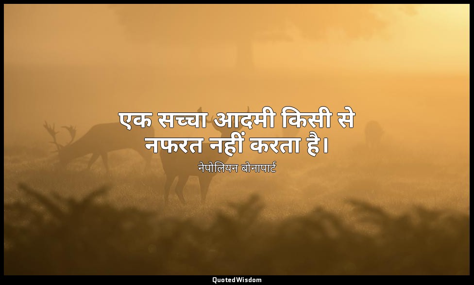 एक सच्चा आदमी किसी से नफरत नहीं करता है। — नेपोलियन बोनापार्ट