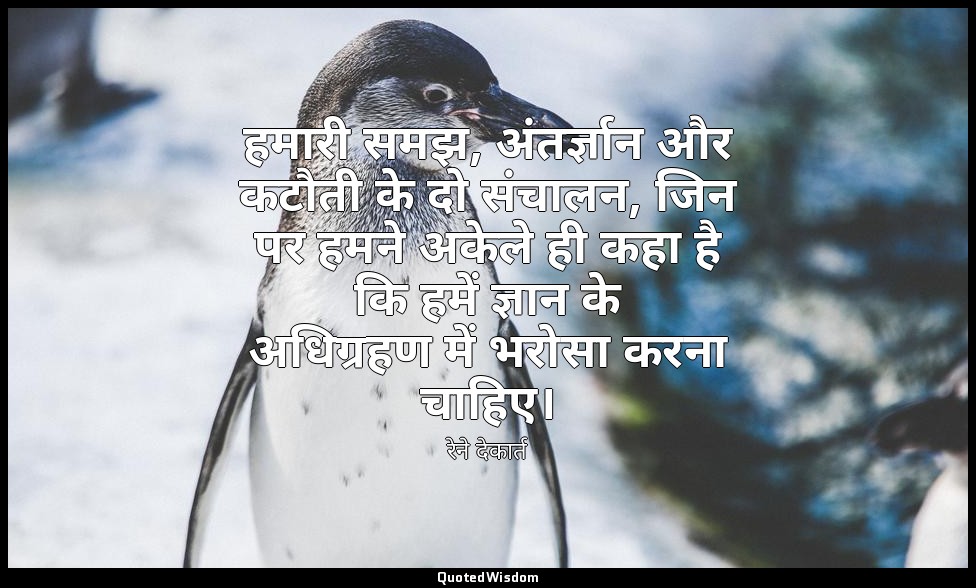 हमारी समझ, अंतर्ज्ञान और कटौती के दो संचालन, जिन पर हमने अकेले ही कहा है कि हमें — रेने देकार्त