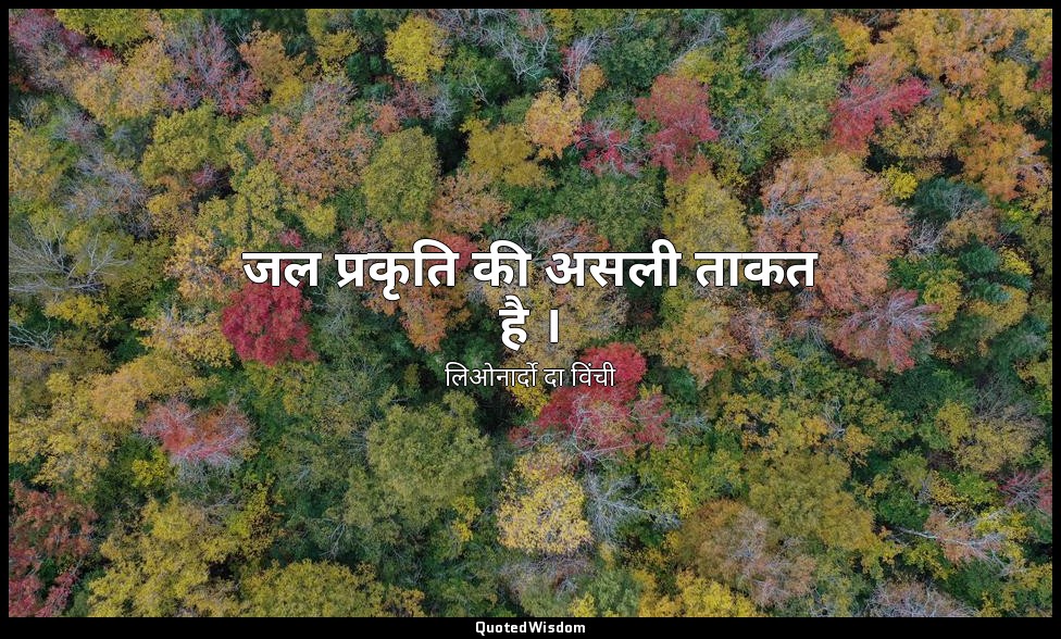 जल प्रकृति की असली ताकत है । — लिओनार्दो दा विंची