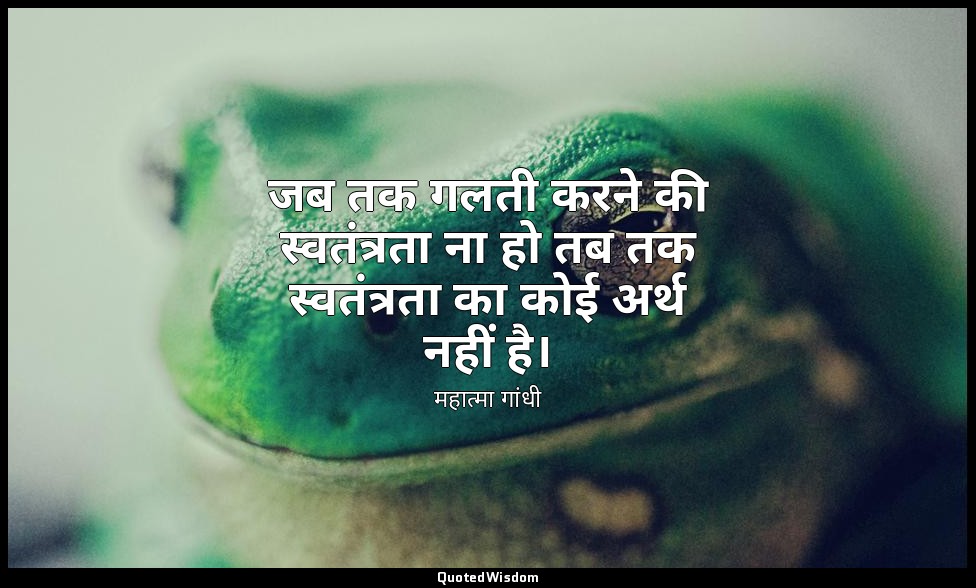 जब तक गलती करने की स्वतंत्रता ना हो तब तक स्वतंत्रता का कोई अर्थ नहीं है। — महात्मा गांधी