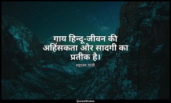 गाय हिन्दू-जीवन की अहिंसकता और सादगी का प्रतीक है। — महात्मा गांधी