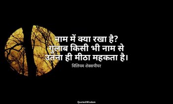 नाम में क्या रखा है? गुलाब किसी भी नाम से उतना ही मीठा महकता है। — विलियम शेक्सपीयर