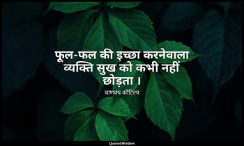 फूल-फल की इच्छा करनेवाला व्यक्ति सुख को कभी नहीं छोड़ता । — चाणक्य कौटिल्य