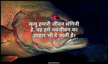 मृत्यु हमारी जीवन संगिनी है, वह हमें नवजीवन का उपहार भी दे जाती है। — महात्मा गांधी