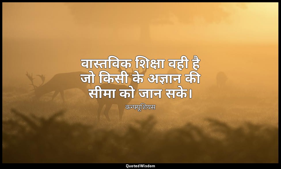 वास्तविक शिक्षा वही है जो किसी के अज्ञान की सीमा को जान सके। — कन्फ्यूशियस
