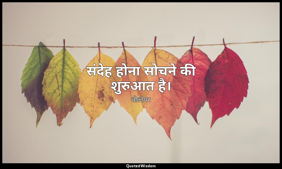 संदेह होना सोचने की शुरुआत है। — वोल्टेयर