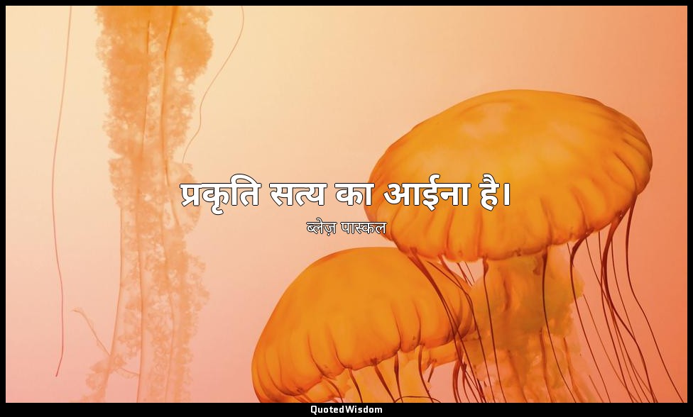 प्रकृति सत्य का आईना है। — ब्लेज़ पास्कल