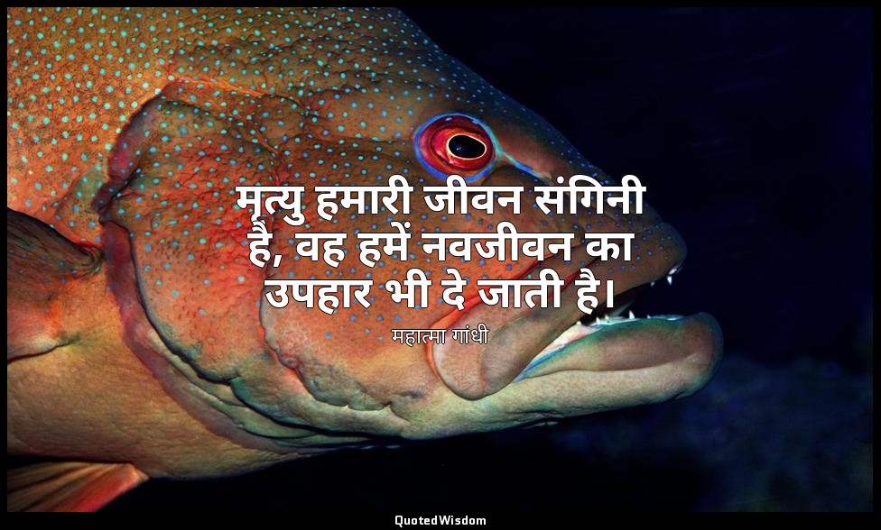 मृत्यु हमारी जीवन संगिनी है, वह हमें नवजीवन का उपहार भी दे जाती है। — महात्मा गांधी