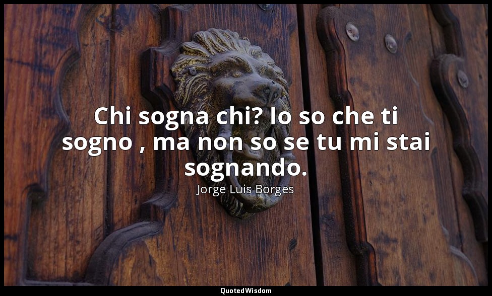 Chi sogna chi? Io so che ti sogno , ma non so se tu mi stai sognando. — Jorge Luis Borges