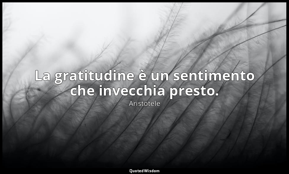La gratitudine è un sentimento che invecchia presto. — Aristotele