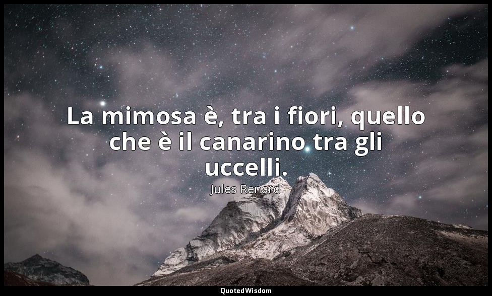 La mimosa è, tra i fiori, quello che è il canarino tra gli uccelli. (20 febbraio — Jules Renard