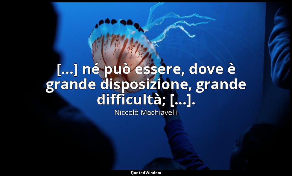 [...] né può essere, dove è grande disposizione, grande difficultà; [...]. — Niccolò Machiavelli