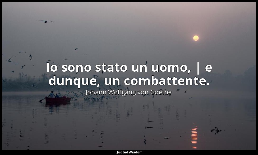 Io sono stato un uomo, | e dunque, un combattente. — Johann Wolfgang von Goethe