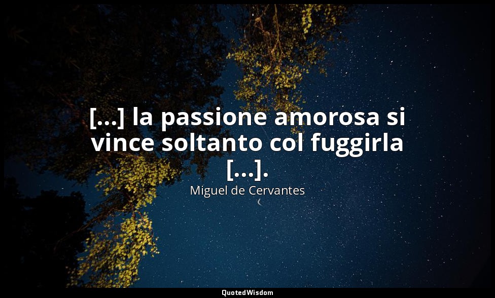 [...] la passione amorosa si vince soltanto col fuggirla [...]. — Miguel de Cervantes
