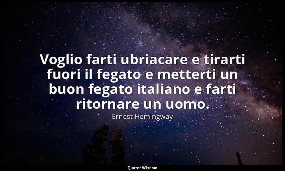 Voglio farti ubriacare e tirarti fuori il fegato e metterti un buon fegato itali — Ernest Hemingway