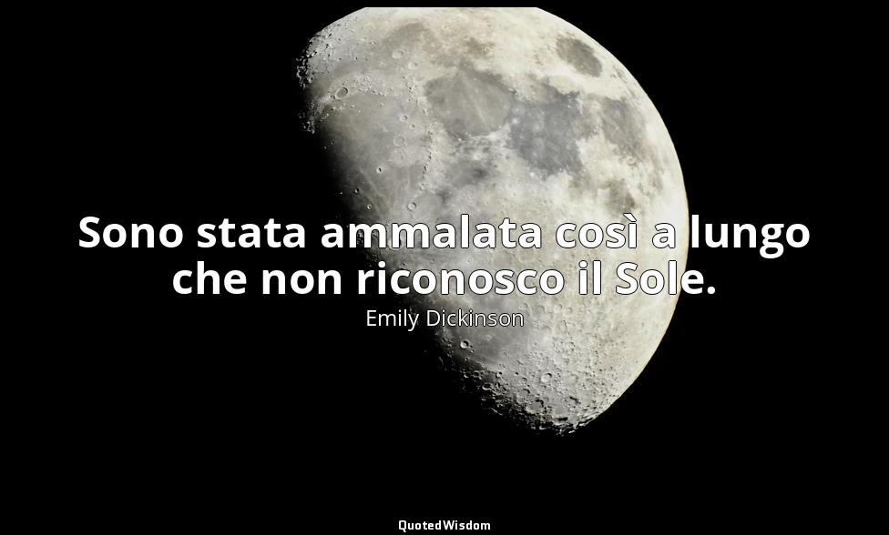 Sono stata ammalata così a lungo che non riconosco il Sole. (a Lavinia N. Dickin — Emily Dickinson