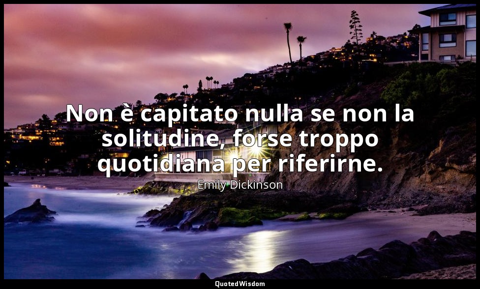 Non è capitato nulla se non la solitudine, forse troppo quotidiana per riferirne — Emily Dickinson