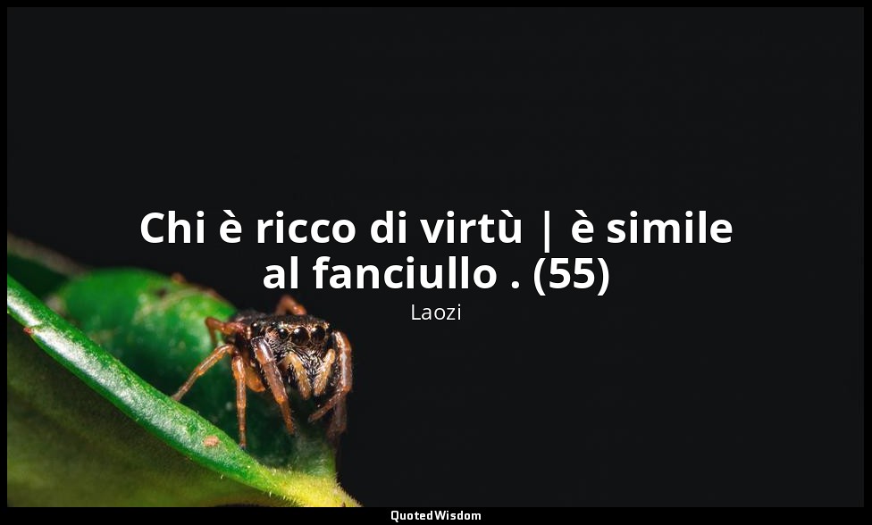 Chi è ricco di virtù | è simile al fanciullo . (55) — Laozi
