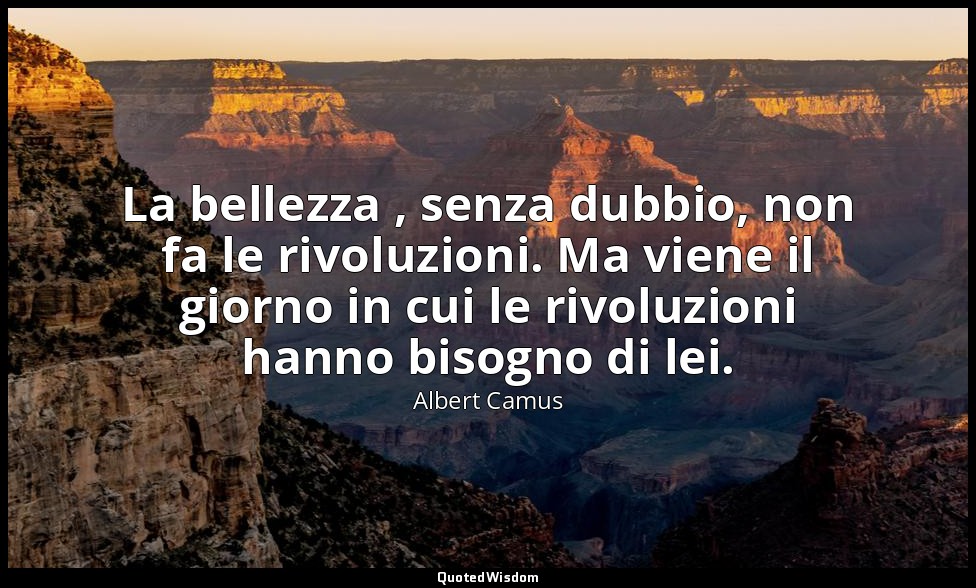 La bellezza , senza dubbio, non fa le rivoluzioni. Ma viene il giorno in cui le  — Albert Camus