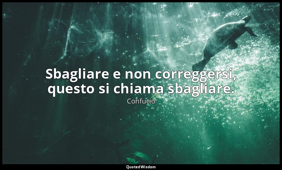 Sbagliare e non correggersi, questo si chiama sbagliare. (15, 29; 1989) — Confucio
