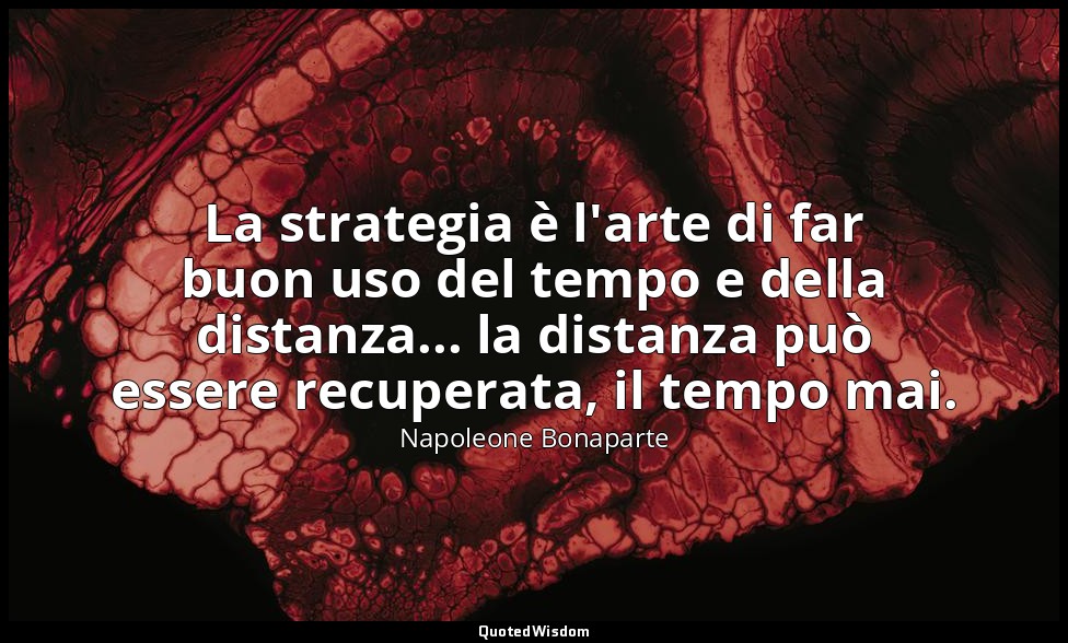 La strategia è l'arte di far buon uso del tempo e della distanza... la distanza  — Napoleone Bonaparte
