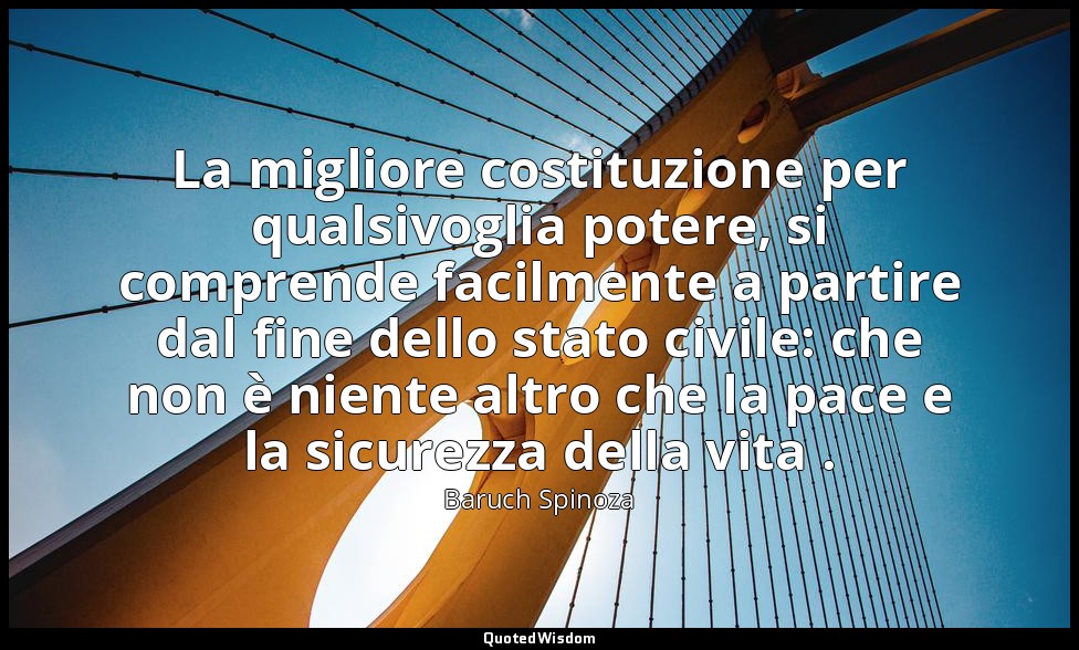 La migliore costituzione per qualsivoglia potere, si comprende facilmente a part — Baruch Spinoza