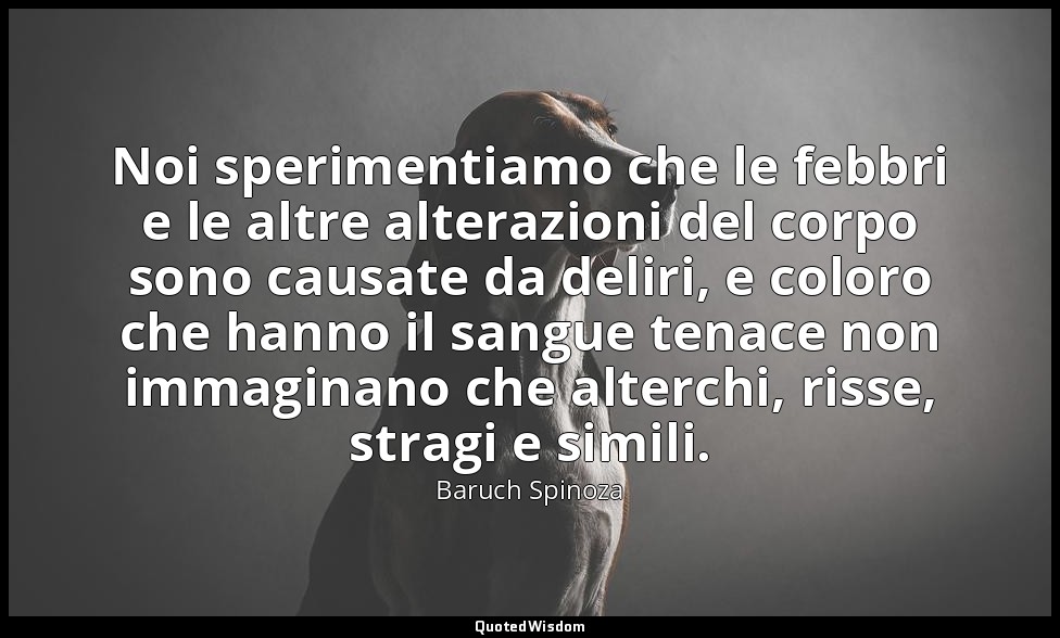 Noi sperimentiamo che le febbri e le altre alterazioni del corpo sono causate da — Baruch Spinoza