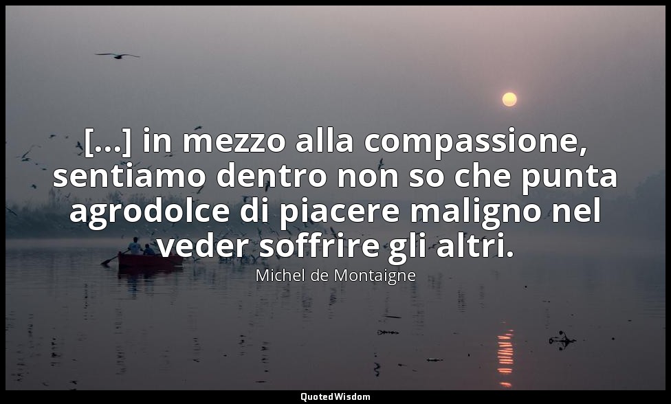 [...] in mezzo alla compassione, sentiamo dentro non so che punta agrodolce di p — Michel de Montaigne
