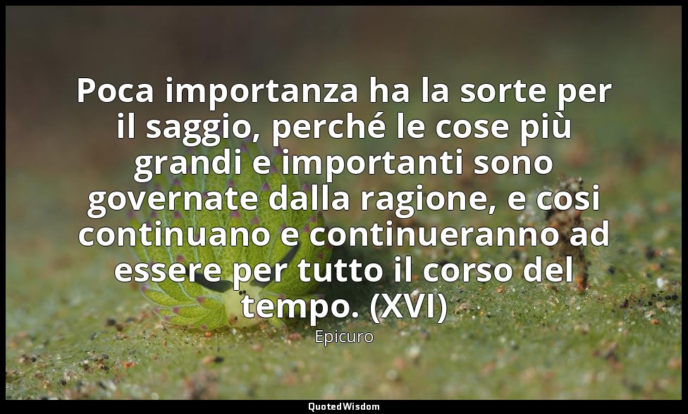 Poca importanza ha la sorte per il saggio, perché le cose più grandi e important — Epicuro