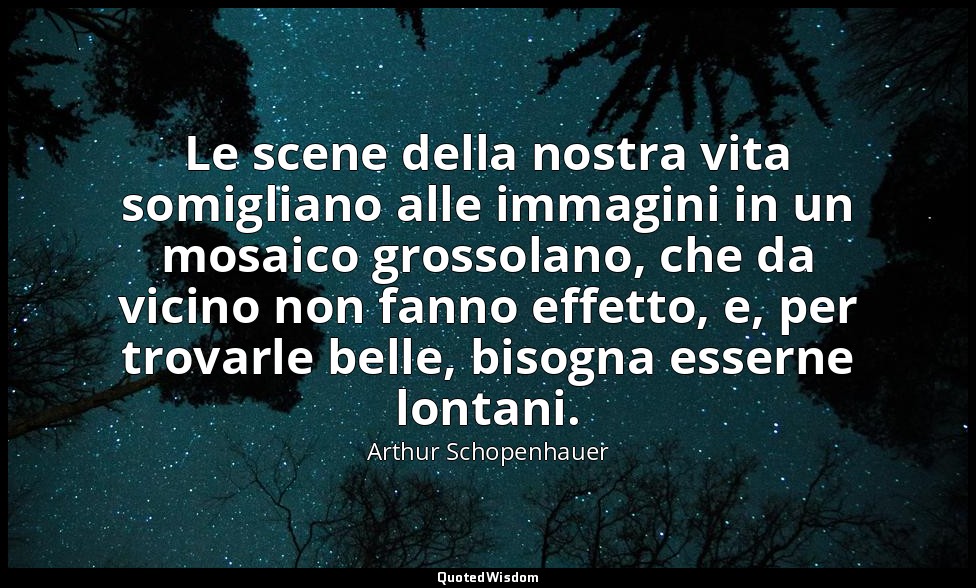 Le scene della nostra vita somigliano alle immagini in un mosaico grossolano, ch — Arthur Schopenhauer