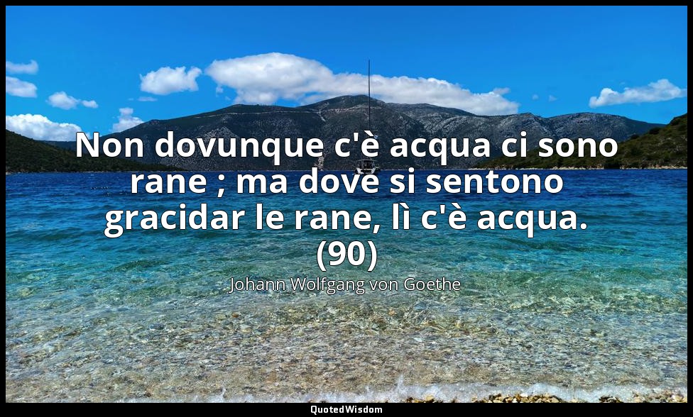 Non dovunque c'è acqua ci sono rane ; ma dove si sentono gracidar le rane, lì c' — Johann Wolfgang von Goethe