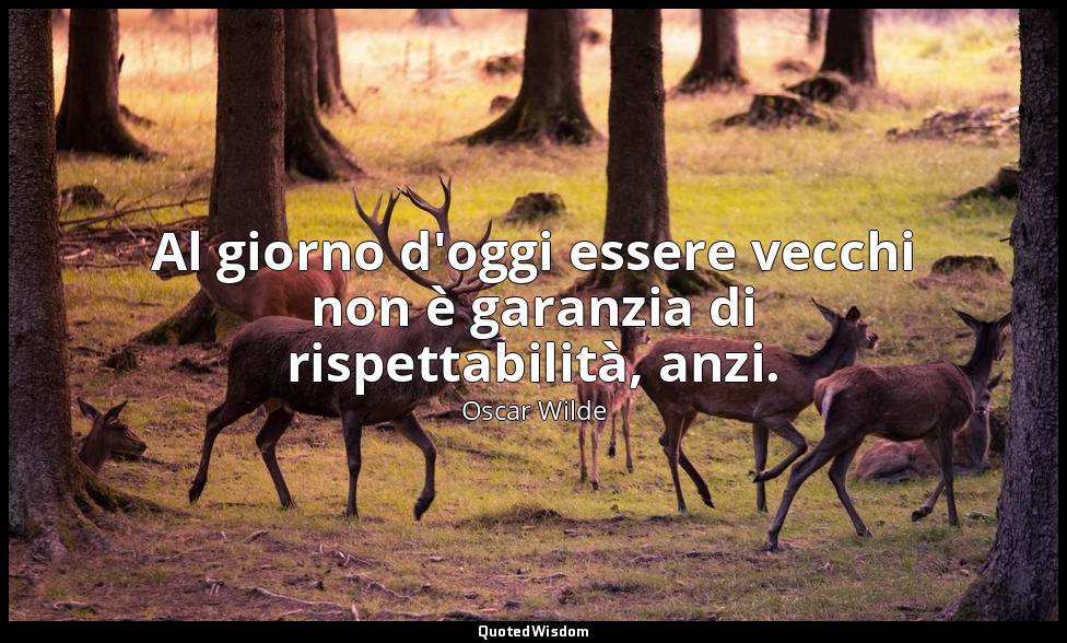 Al giorno d'oggi essere vecchi non è garanzia di rispettabilità, anzi. — Oscar Wilde
