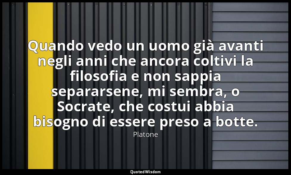 Quando vedo un uomo già avanti negli anni che ancora coltivi la filosofia e non  — Platone