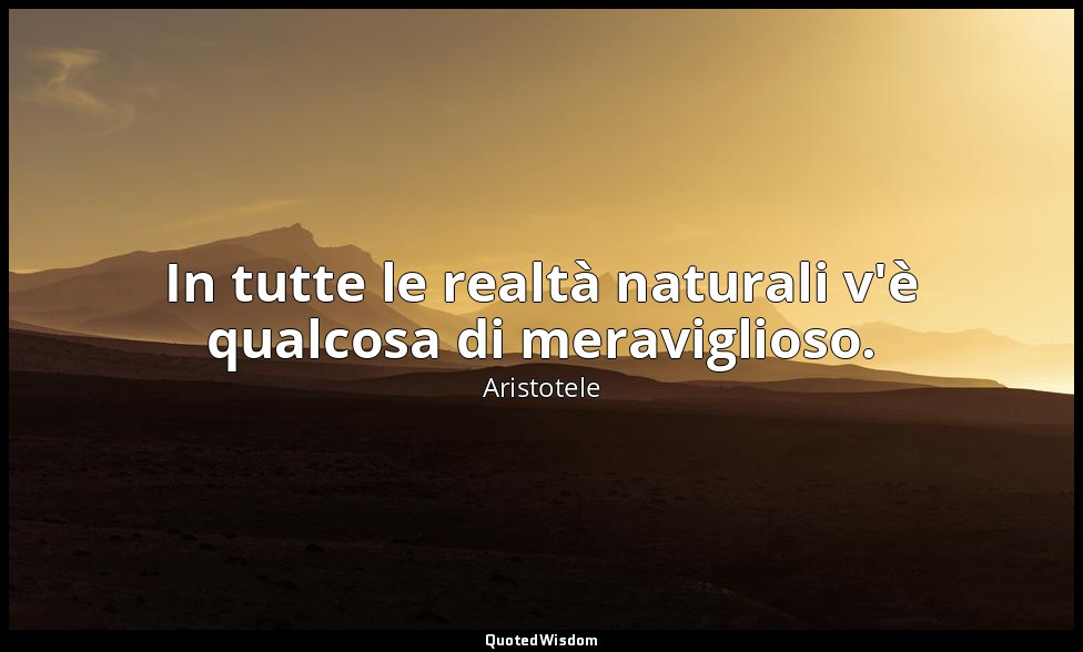 In tutte le realtà naturali v'è qualcosa di meraviglioso. — Aristotele