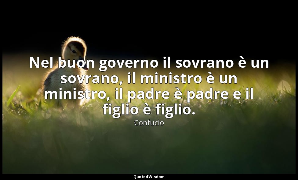 Nel buon governo il sovrano è un sovrano, il ministro è un ministro, il padre è  — Confucio