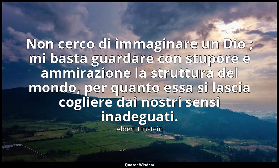 Non cerco di immaginare un Dio ; mi basta guardare con stupore e ammirazione la  — Albert Einstein