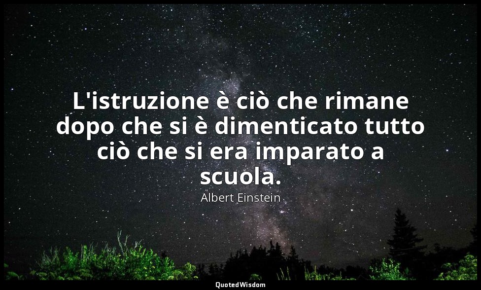 L'istruzione è ciò che rimane dopo che si è dimenticato tutto ciò che si era imp — Albert Einstein