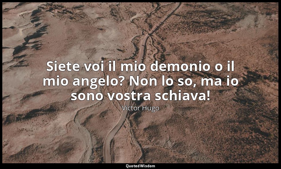 Siete voi il mio demonio o il mio angelo? Non lo so, ma io sono vostra schiava! — Victor Hugo