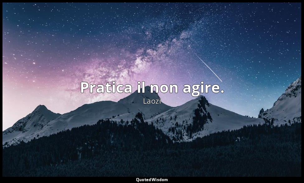 Pratica il non agire. — Laozi