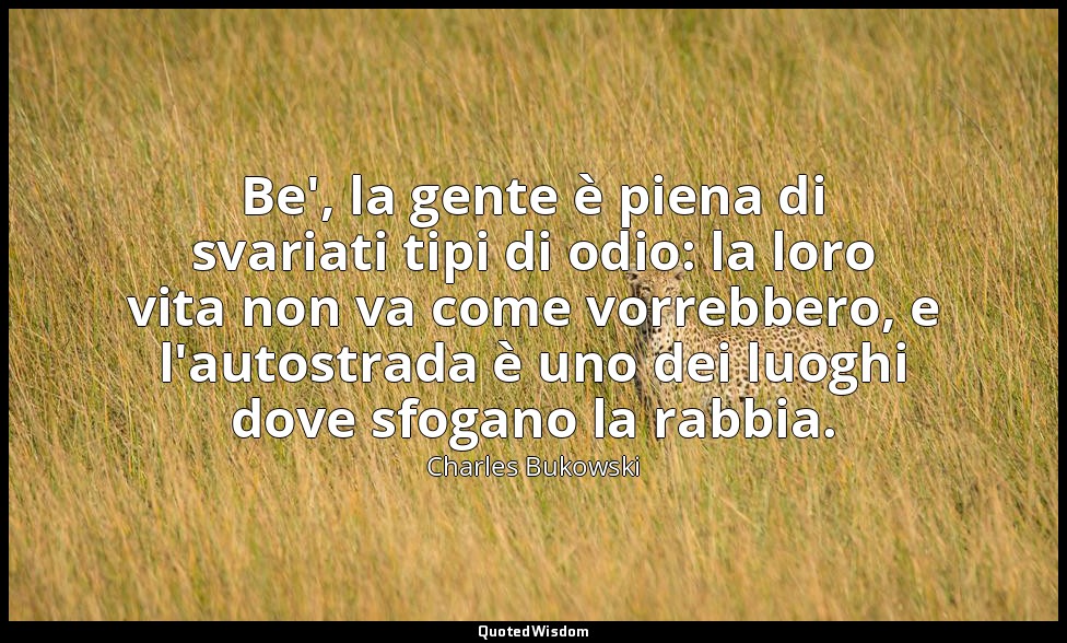 Be', la gente è piena di svariati tipi di odio: la loro vita non va come vorrebb — Charles Bukowski