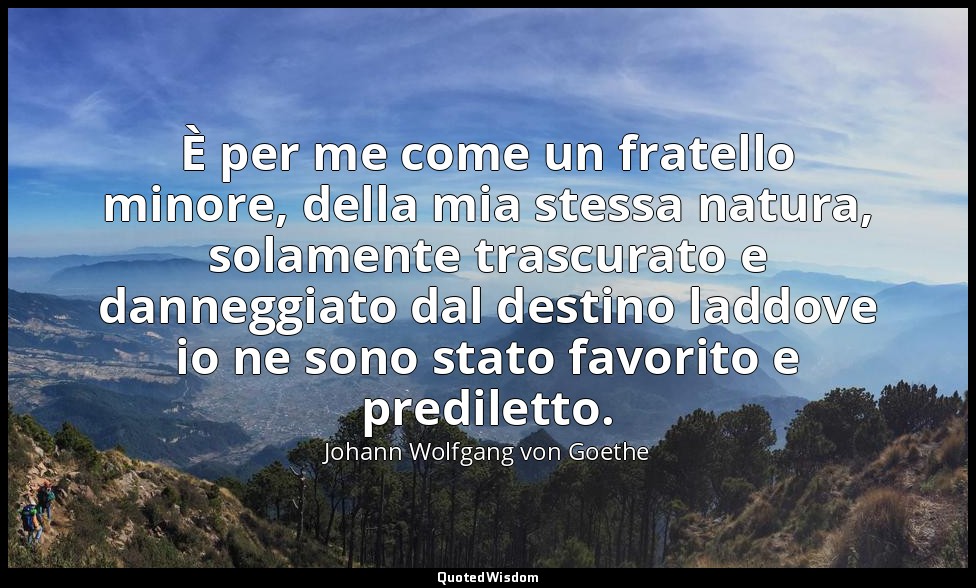 È per me come un fratello minore, della mia stessa natura, solamente trascurato  — Johann Wolfgang von Goethe