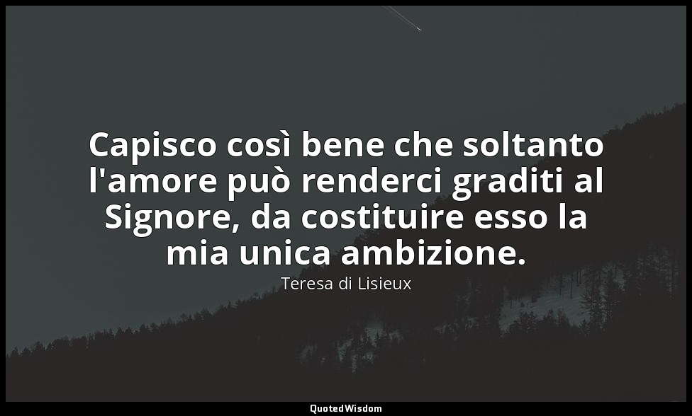 Capisco così bene che soltanto l'amore può renderci graditi al Signore, da costi — Teresa di Lisieux