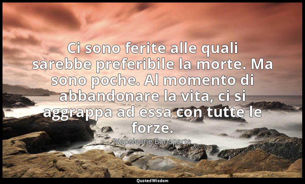 Ci sono ferite alle quali sarebbe preferibile la morte. Ma sono poche. Al moment — Napoleone Bonaparte