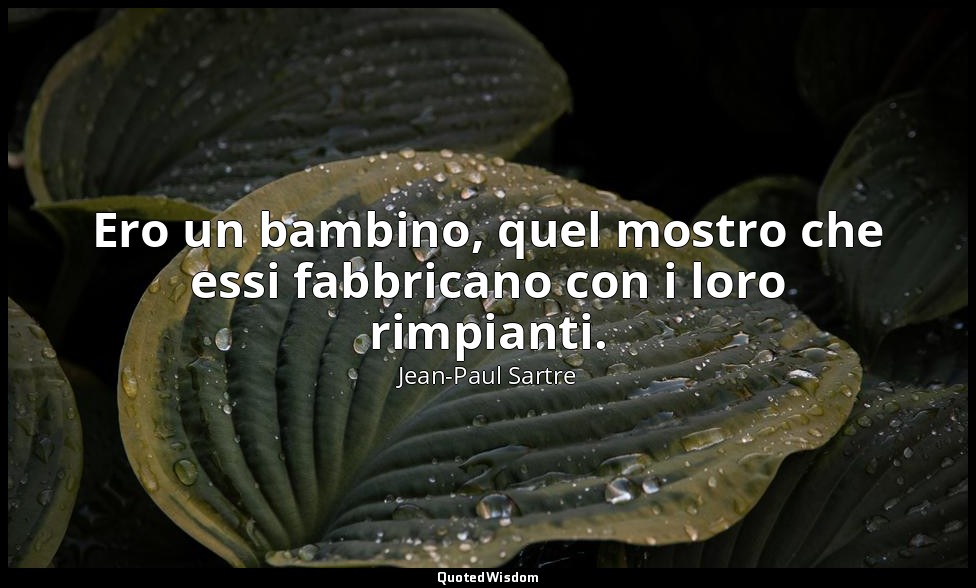 Ero un bambino, quel mostro che essi fabbricano con i loro rimpianti. — Jean-Paul Sartre
