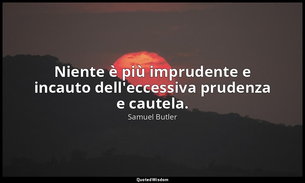 Niente è più imprudente e incauto dell'eccessiva prudenza e cautela. — Samuel Butler