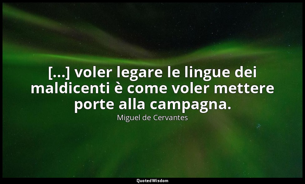 [...] voler legare le lingue dei maldicenti è come voler mettere porte alla camp — Miguel de Cervantes