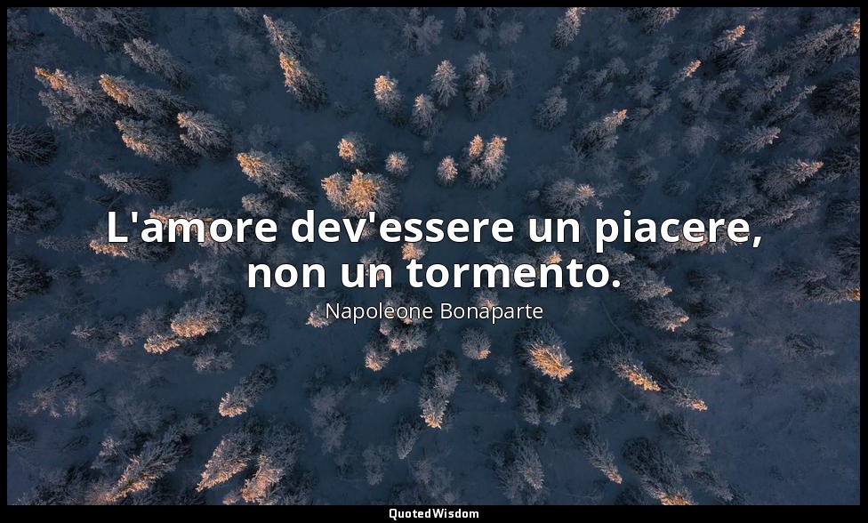 L'amore dev'essere un piacere, non un tormento. — Napoleone Bonaparte