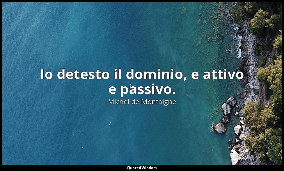 Io detesto il dominio, e attivo e passivo. — Michel de Montaigne