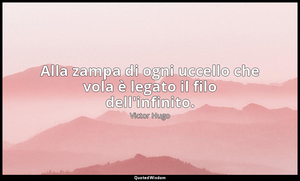 Alla zampa di ogni uccello che vola è legato il filo dell'infinito. — Victor Hugo